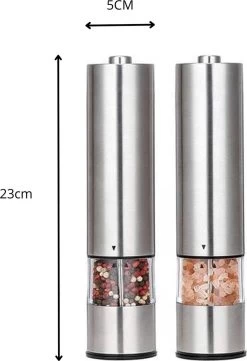 MD-Goods ® Elektrische Peper En Zoutmolen Set - Pepermolen - RVS - Cadeau - Restaurant Kwaliteit -Keukenbenodigdheden Winkel 821x1200