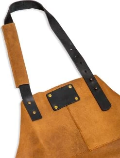 Leren Schort – Soepel Licht Bruin Leer - Barbecueschort - Kokschort - Kookschort – Keukenschort Man – 81 X 56 Cm -Keukenbenodigdheden Winkel 915x1200